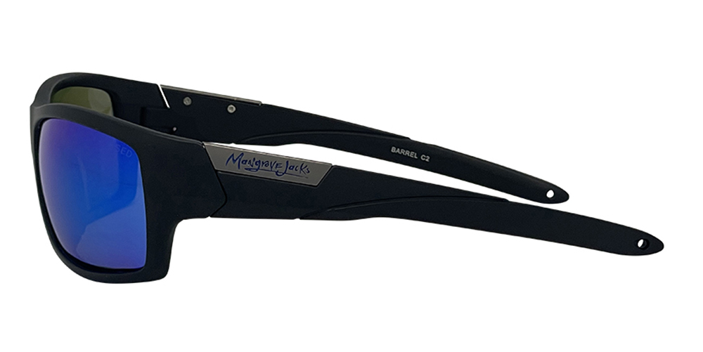 Mangrove Jacks Barrel C2 Matte Black / Blue Revo Polarised Lenses