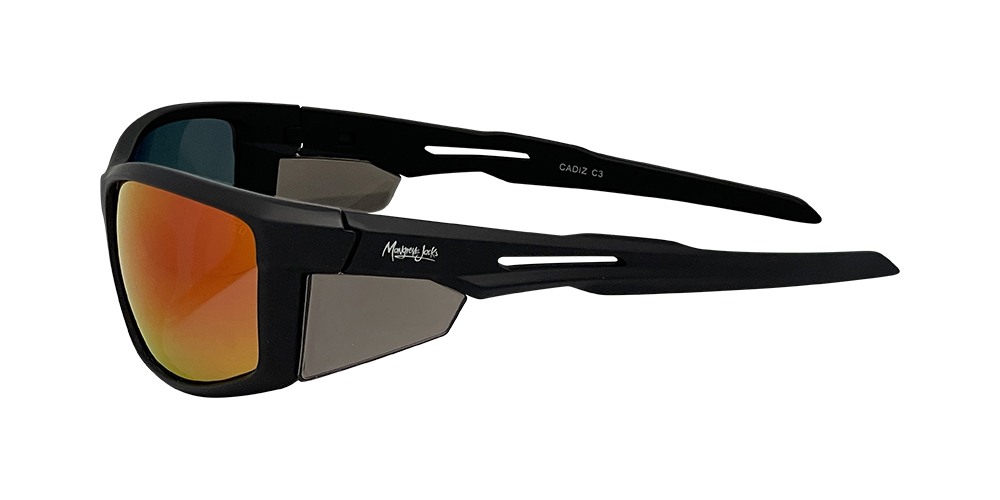 Mangrove Jacks Cadiz C3 Matte Black / Red Revo Polarised Lenses