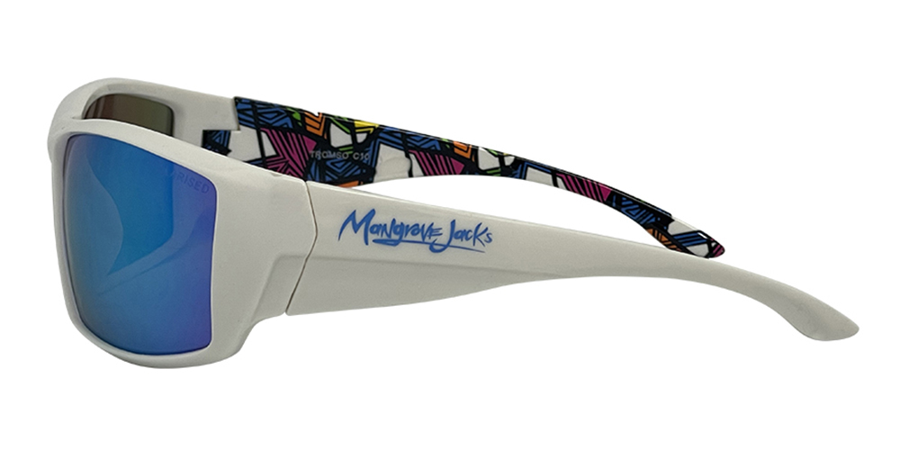 Mangrove Jacks Tromso C10 Shiny White / Ice Blue Revo Polarised Lenses