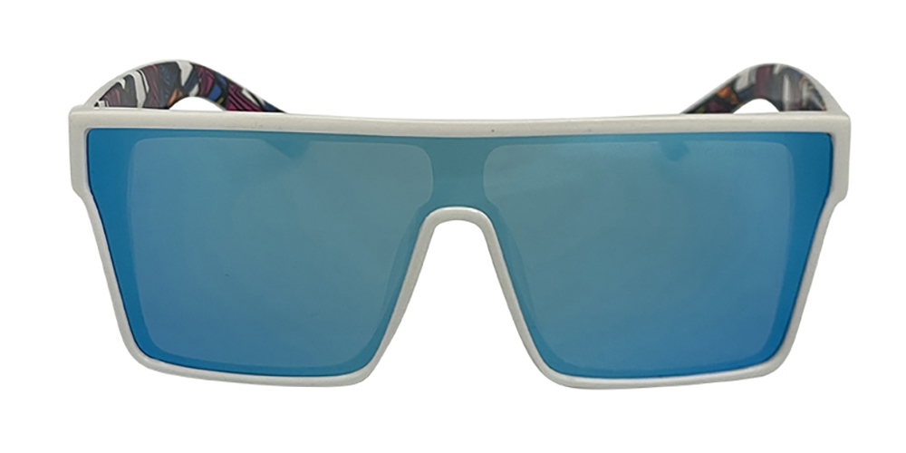 Mangrove Jacks What You Need C10 Shiny White / Ice Blue Revo Polarised Lenses