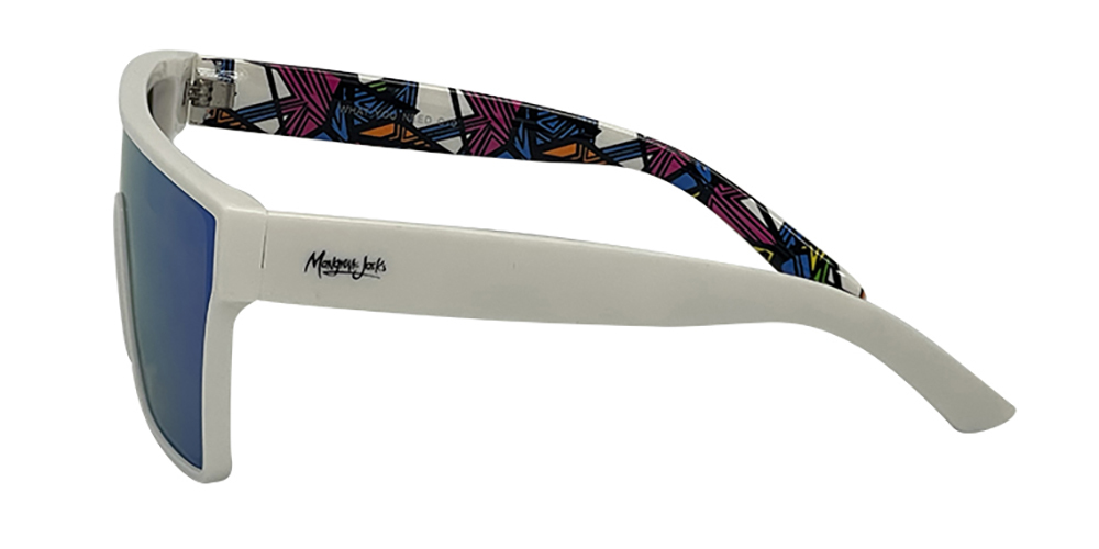 Mangrove Jacks What You Need C10 Shiny White / Ice Blue Revo Polarised Lenses