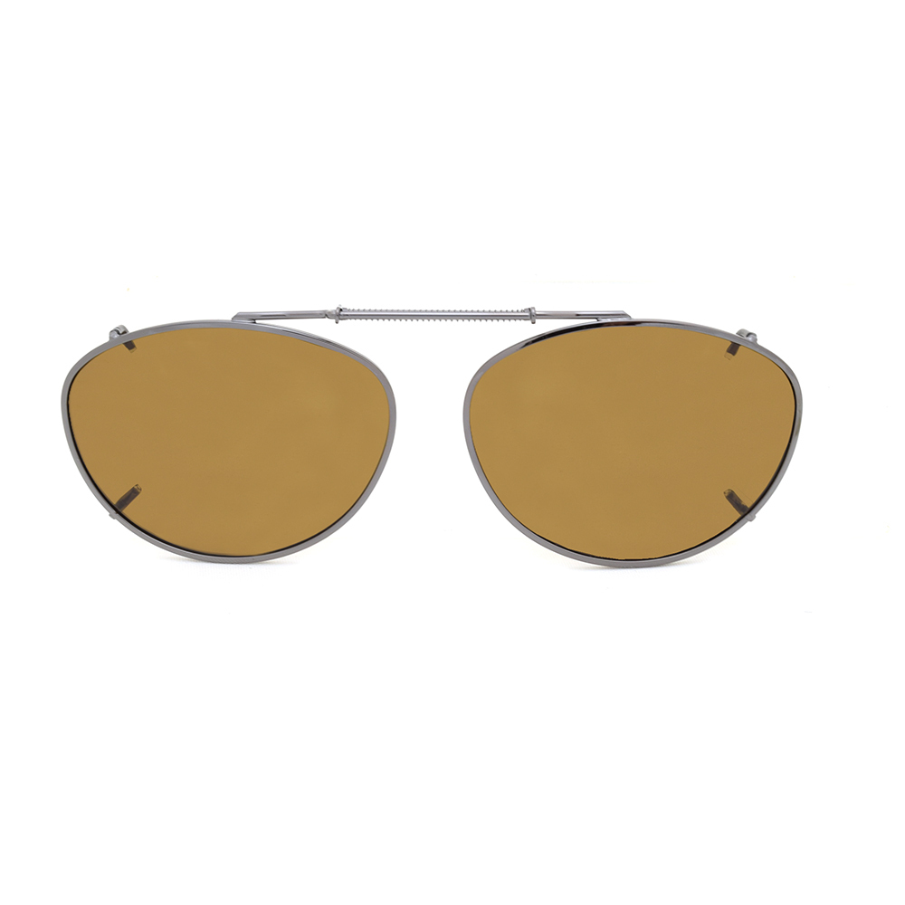 Stalkers Clip On Size 5 Silver Frame / Brown Polarised Lenses