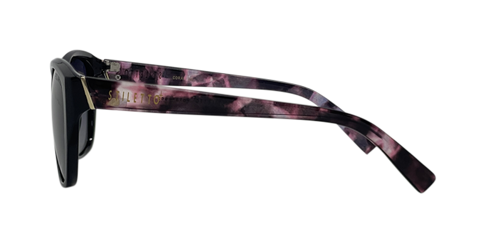 Stiletto Coral C5 Shiny Black w Demi Purple / Smoke Gradient Polarised Lenses