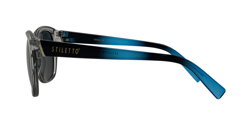 Stiletto Coral C9 Crystal Dark Smoke w Blue Fade / Smoke Polarised Lenses