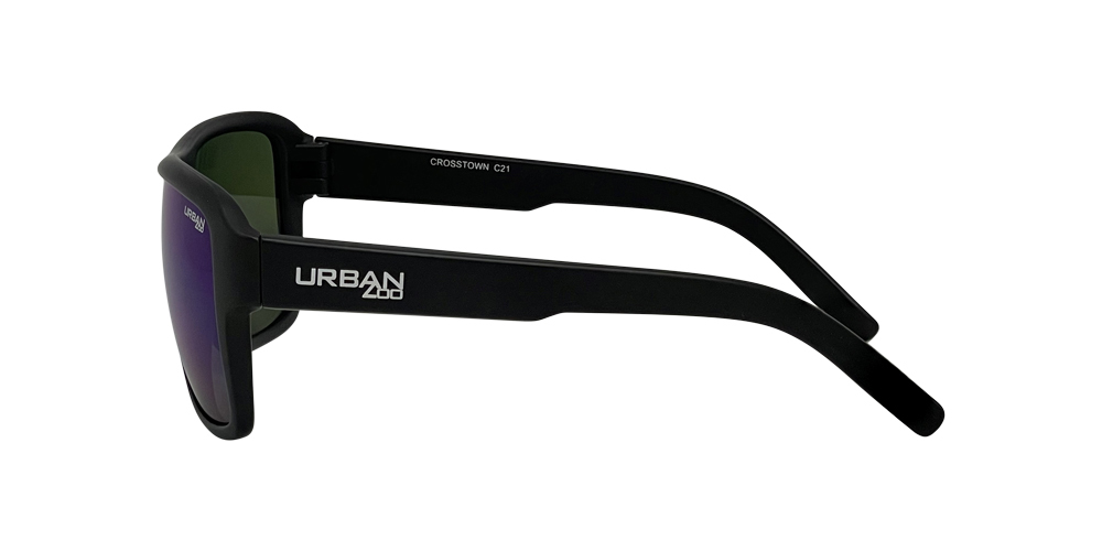 Urban Zoo Crosstown C21 Matte Black / Smoke w Green Revo Lenses