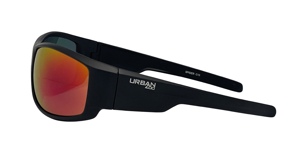Urban Zoo Spider C13 Matte Black / Smoke w Red Revo Lenses