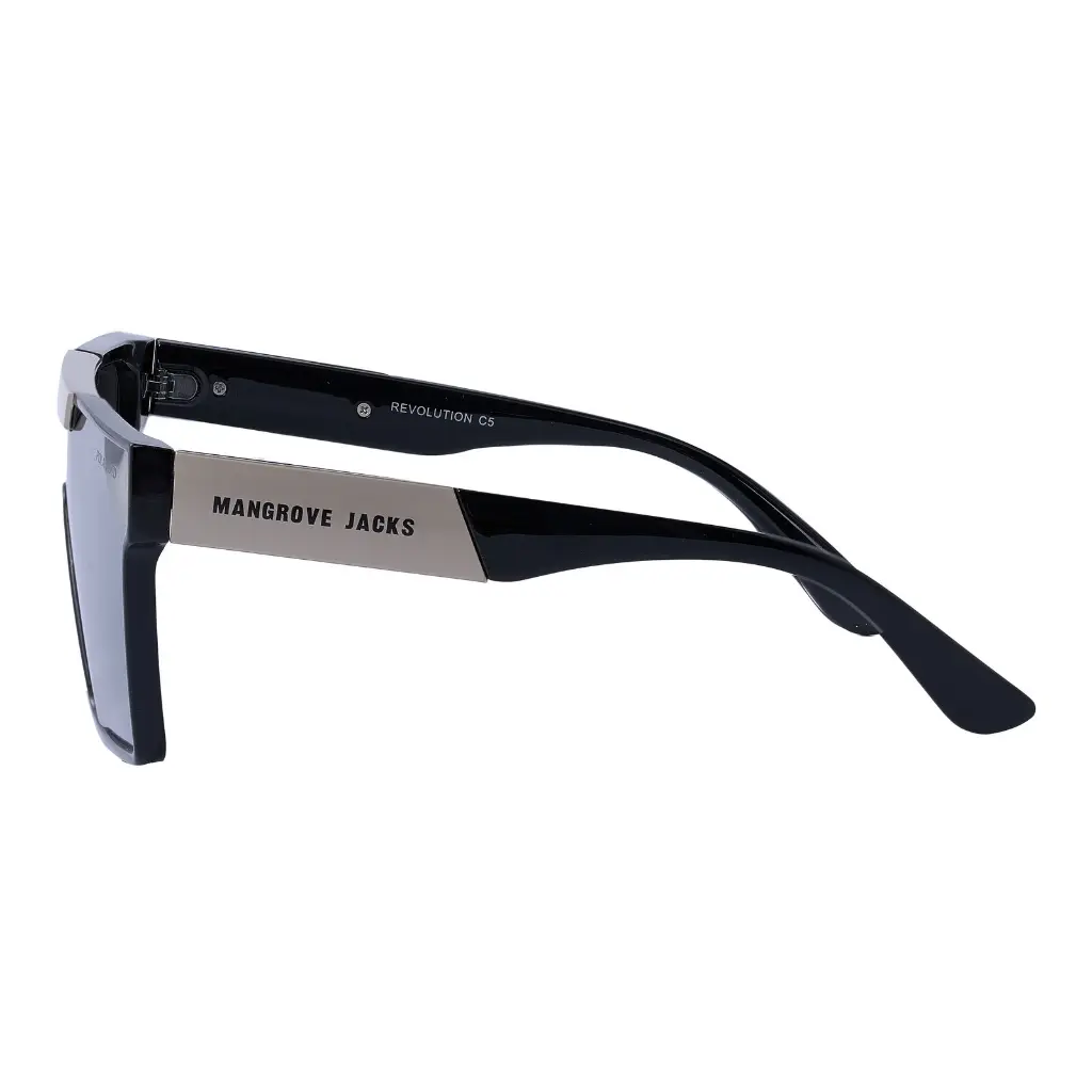 Mangrove Jacks Revolution C5 Shiny Black w Shiny Silver / Silver Flash Mirror Polarised Lenses