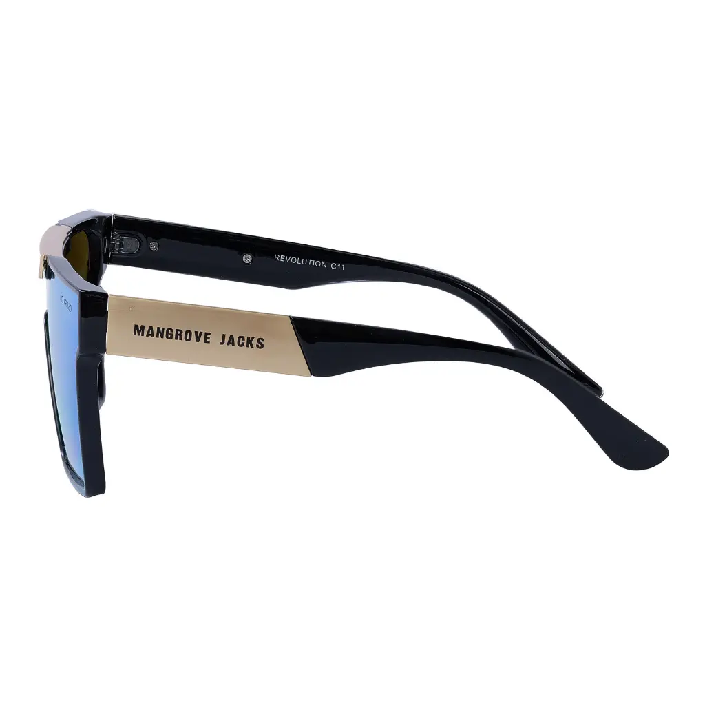 Mangrove Jacks Revolution C11 Shiny Black w Shiny Gold / Green Revo Polarised Lenses