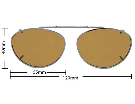 [9337217035732] Stalkers Clip On Size 5 Silver Frame / Brown Polarised Lenses