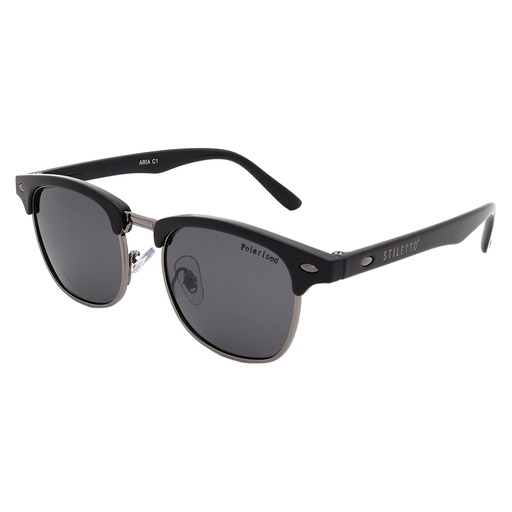 [9337217006251] Stiletto Aria C1 Shiny Black Light Gunmetal / Smoke Polarised Lenses