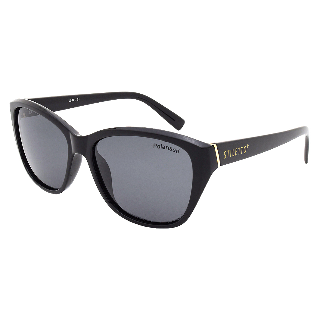 Stiletto Coral C1 Shiny Black / Smoke Polarised Lenses