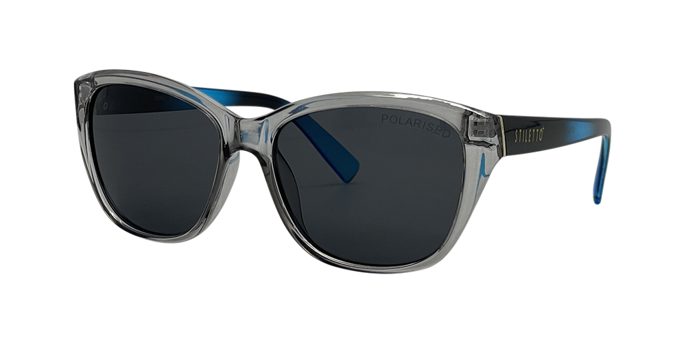 Stiletto Coral C9 Crystal Dark Smoke w Blue Fade / Smoke Polarised Lenses