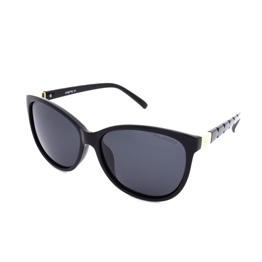 [9340457015334] Stiletto Evette C1 Black Light Gold / Smoke Polarised Lenses