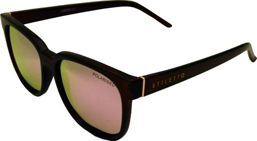 [9340457023261] Stiletto Omega C4 Crystal Dark Brown / Black Pink Revo Polarised Lenses