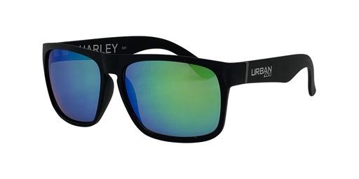 [9337217003588] Urban Zoo Harley C21 Matte Black / Green Revo Lenses