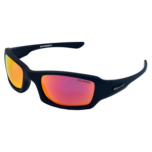 [9337217024392] Mangrove Jacks Bar Crusher C3 Matte Black / Red Revo Polarised Lenses
