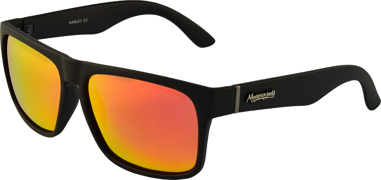 Mangrove Jacks Harley C3 Matte Black / Red Revo Polarised Lenses