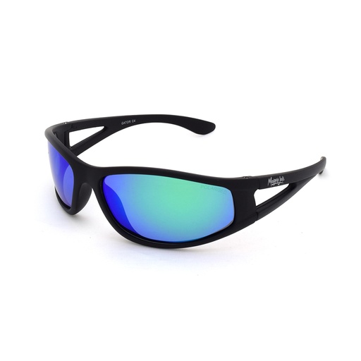 [9331217024831] Mangrove Jacks Kids Gator C4 Matte Black / Green Revo Mirror Polarised Lenses