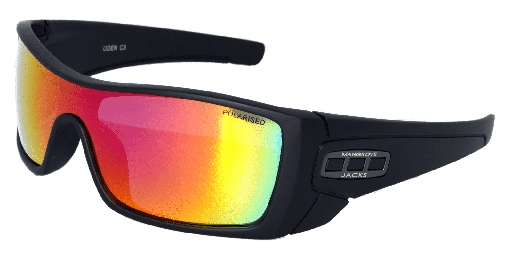 [9340457013361] Mangrove Jacks Oden C3 Matte Black / Red Revo Polarised Lenses